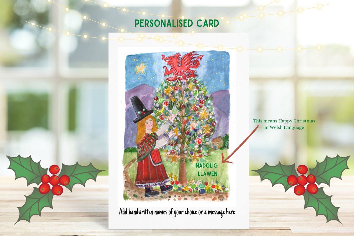 Excited to share the latest addition to my #etsy shop: Nadolig Llawen, Welsh language Christmas Card, Handmade Personalised Card, Handwritten Christmas Card etsy.me/3f5t4XE #green #red #welshart #cymru #welshgifts #nadoligllawenichi #welshlanguage #siaradcymrae