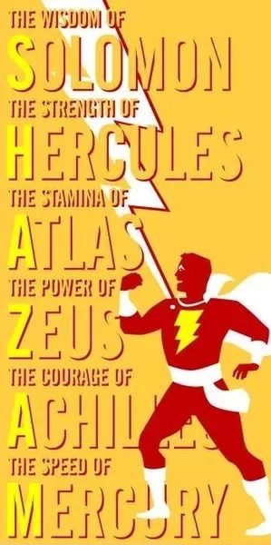 ShazamChampion's tweet image. "When i was younger, i was a troubled teen, it was a rough time, i was in and out of foster care, until one day, i was brought to a strange temple. An old wizard approached me, and bestowed upon me, the power of SHAZAM."
Solomon, Hercules, Atlas, Zeus, Achilles, Mercury.