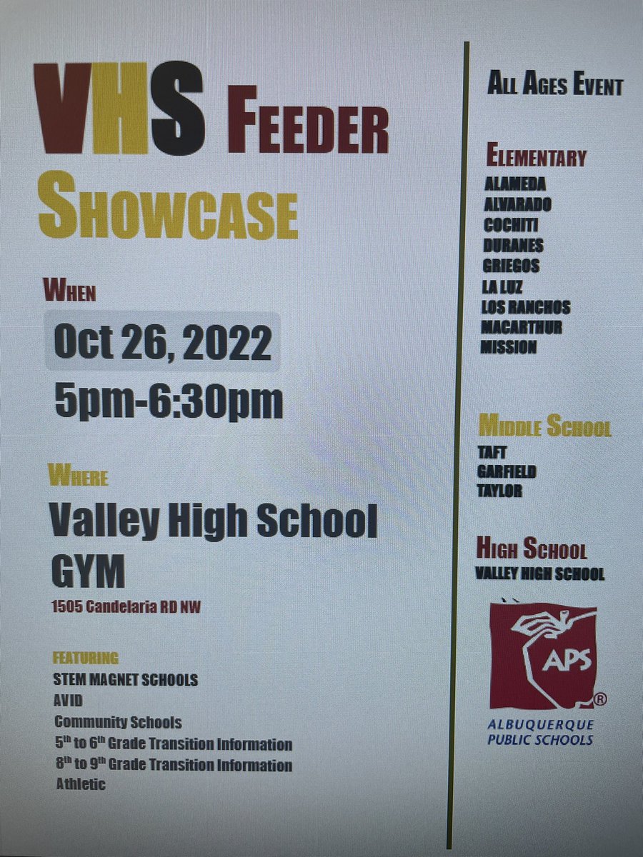VikingsVhs's tweet photo. See you all tonight! @EtFatVHS @Taft_Principal @TMSbullyfree @anna_alameda @APSalvarado @CochitiES @DuranesAPSES @ElementaryLuz @missiontbirds @garfield_stem @DSS_Des @MSGONZALESAPS https://t.co/PHhlSH0MB3