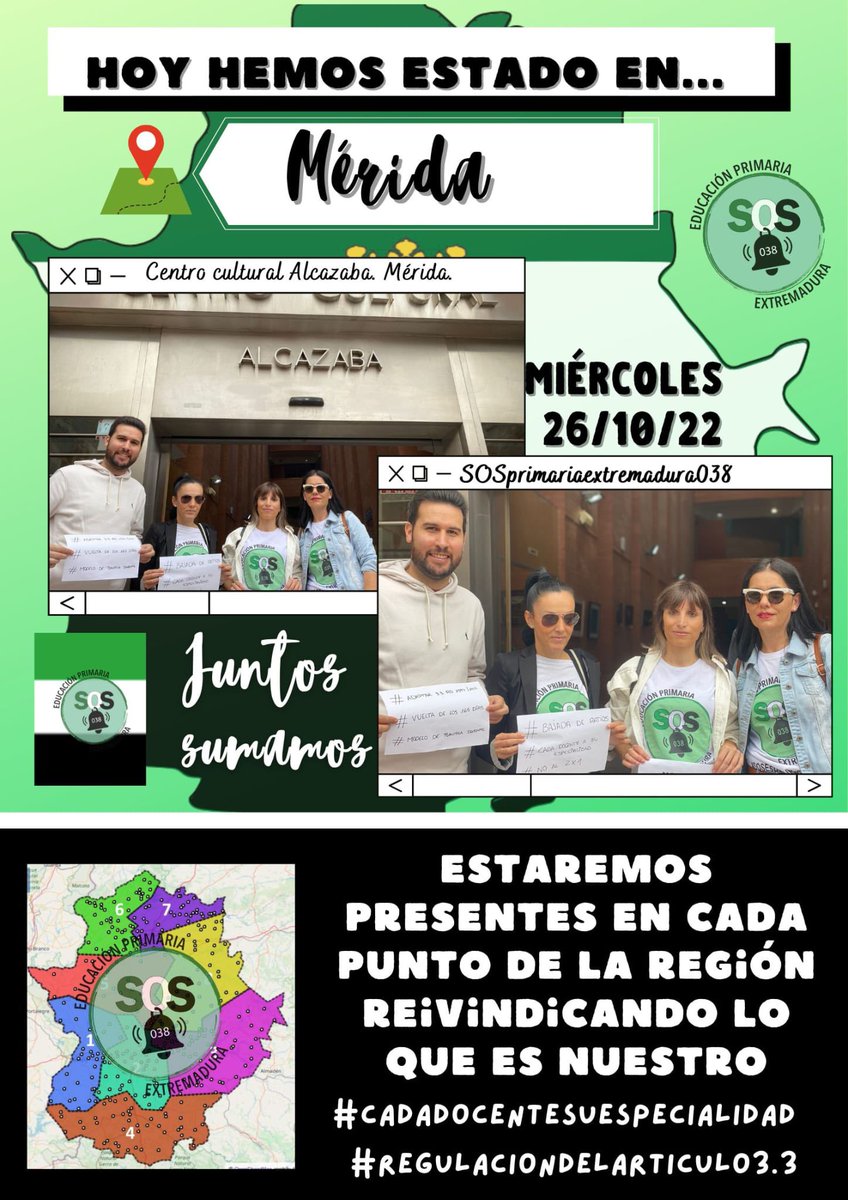 JUNTOS SUMAMOS 💪🏻
#BajadaDeRatios
#VueltaDeLos165dias
#Reduccion23HorasLectivas
#ModelodePlantillaDocente
#CadaDocenteSuEspecialidad
 #adaptar33RD15942011 
#Noal2x1
<a href="/GFVara/">Guillermo Fdez Vara</a> <a href="/EstherGMoran/">Esther Gutiérrez</a> <a href="/famayaf/">FranAmaya</a> <a href="/Junta_Ex/">Junta de Extremadura</a> <a href="/XPrimaria038/">XPrimaria</a> <a href="/primariaresiste/">Primaria Existe Madrid</a> <a href="/Pilar_Alegria/">Pilar Alegría</a>