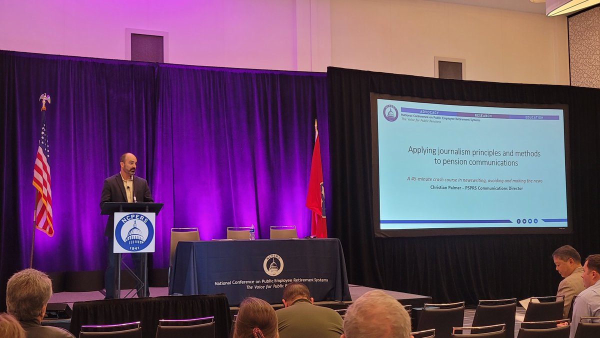 Desertswim's tweet photo. Great job by AZPSPRS Christian Palmer on pension fund media communications @NCPERS #PSC22 https://t.co/Kdq82kwhYZ