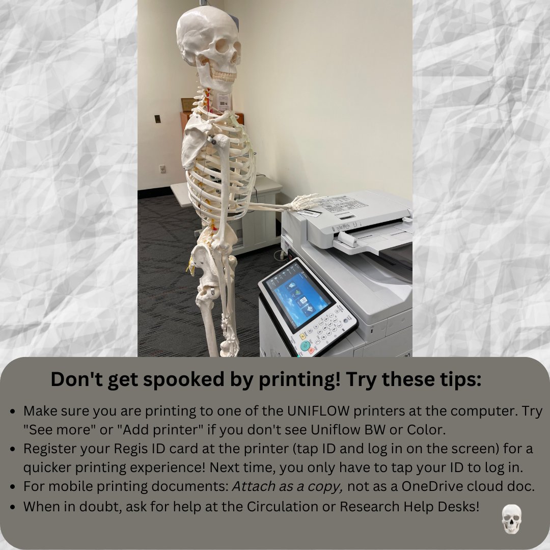 Getting into the Halloween spirit and Boney is here all week for a mid-semester visit! Check back for some fun and spooky facts about the Library. 💀