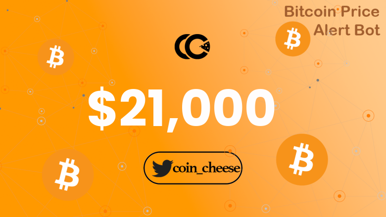 ccpricealert's tweet photo. #Bitcoin Price: $21,000 📈 https://t.co/OUEqtaG8E0