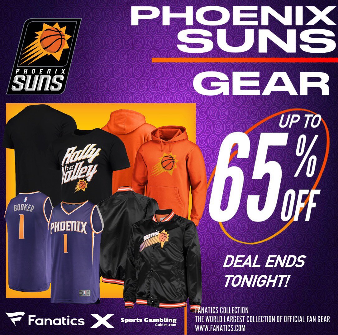 SUNS VICTORY SALE, @Fanatics, UP TO 65% OFF SUNS GEAR! 🏆 SUNS FANS‼️ Get up to 65% OFF on your team’s gear today at Fanatics using THIS PROMO LINK: fanatics.93n6tx.net/SUNS65OFF 📈 DEAL ENDS SOON! 🤝