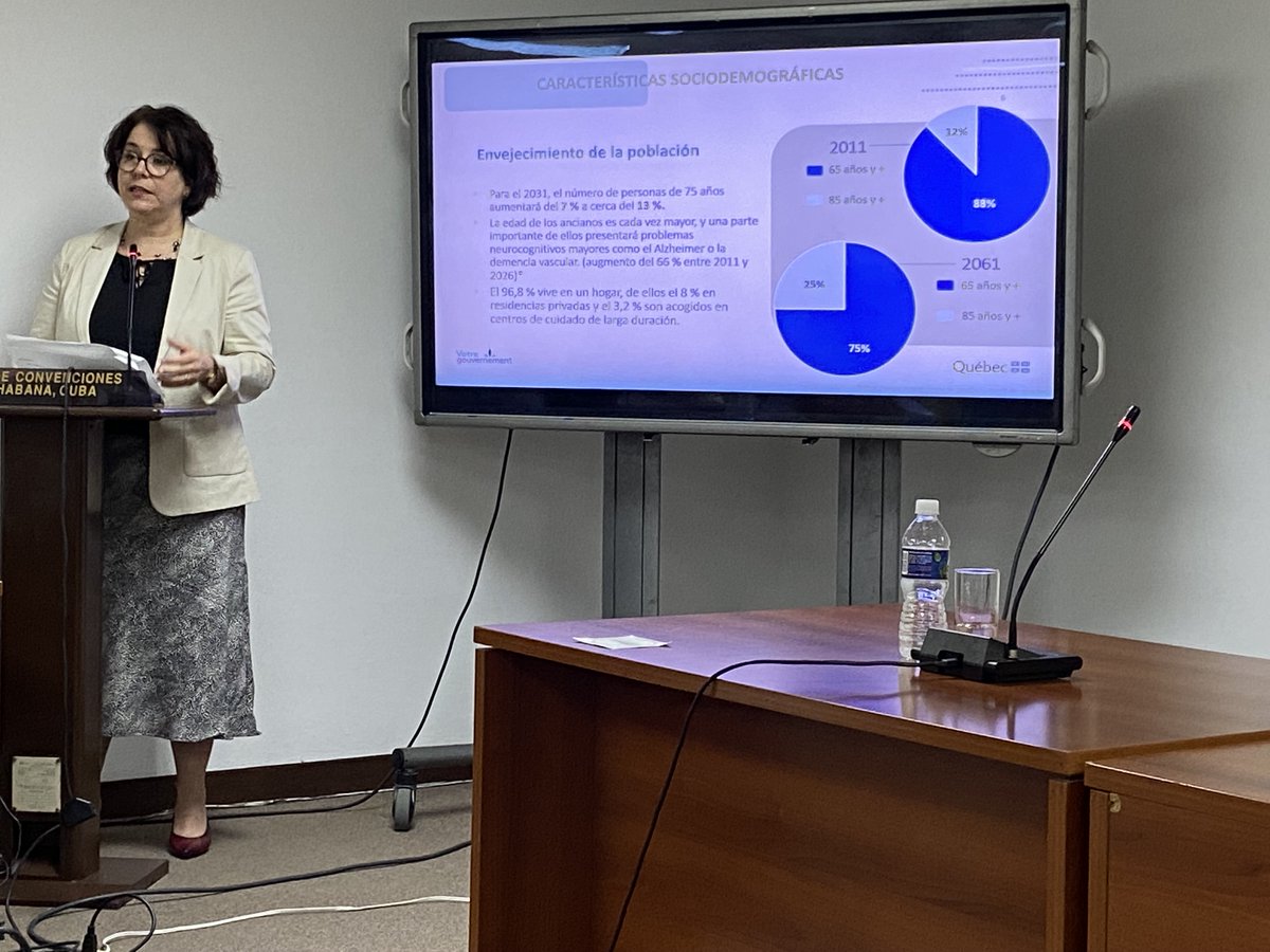 QuebecCuba's tweet photo. La directora interina de servicios para adultos mayores y para sus cuidadores del @sante_qc está de visita en #Cuba promoviendo el proyecto de asistencia telefónica para los adultos mayores con el @opscuba y el @MINSAPCuba. 🇨🇺 https://t.co/XRQa0CB5QJ