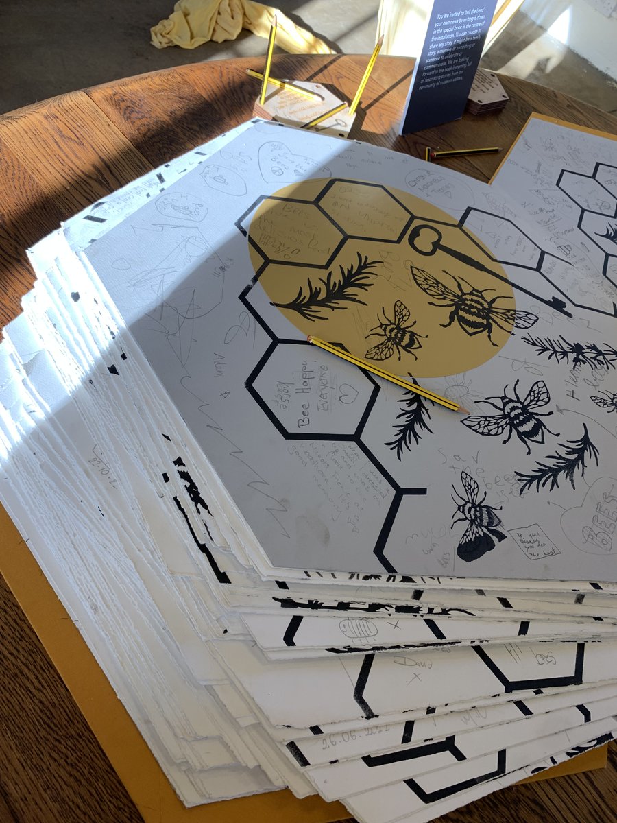 Woodhorn's tweet photo. The Giant Bee book created by artist Yvette Ja is filled with beautiful messages from our visitors over the last six months. Based on the folkloric tradition of #tellingthebees important news. 
Today is the last chance to visit @ace_thenorth  @N_landCouncil @CultureNland https://t.co/UnxgWWmkaa