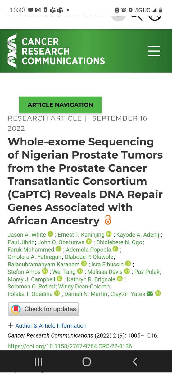 Featured speaker, Dr Clayton Yates @phd_yates of @hopkinskimmel and @TuskegeeUniv will give us a summary of his years of work in prostate cancer disparities, including his recent Genomic Sequencing study of Nigerian men from the @CaPTC7