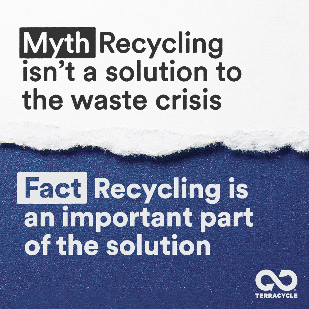 TerraCycle's tweet photo. Recycling is a major improvement over sending trash to landfills or incinerators. At TerraCycle, we challenge ourselves to make products from recycled content and our brand partners to redesign their products to be reusable. https://t.co/l18H0Kh4Zb