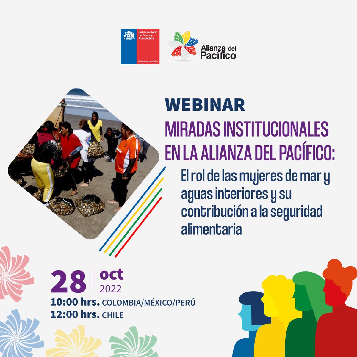 SubpescaCL's tweet photo. Únete al webinar sobre el estado actual de la mujer de la pesca y acuicultura artesanal en la @A_delPacifico y su rol en la seguridad alimentaria 🐟. ¿Cuándo? Este viernes a las 12:00 hrs (CL)🇨🇱 y a las 10:00 hrs. (COL,PER,MÉX) 🇨🇴🇵🇪🇲🇽

Regístrate aquí: https://t.co/bHEQRDY7fU https://t.co/qNLkKK4fIA