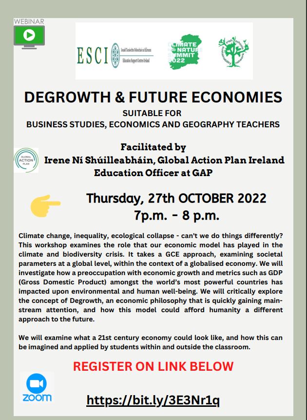DEGROWTH & FUTURE ECONOMIES SUITABLE FOR BUSINESS STUDIES, ECONOMICS AND GEOGRAPHY TEACHERS. 📅Thursday 27th Oct ⏰7pm Zoom 👉🔗buff.ly/3SEZAO3