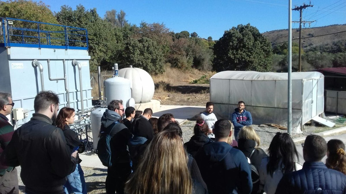 HydrousaProject's tweet photo. We are open! @NtuaSel hosted students of the Department of Environment from @uaegean with Athanasios Stasinakis,for a day visit to explore the solutions for water treatment and agriculture innovation developed for #HYDRO1 & #HYDRO2 in Antissa village! #openschool #circulareconomy https://t.co/APUW9NB6d6
