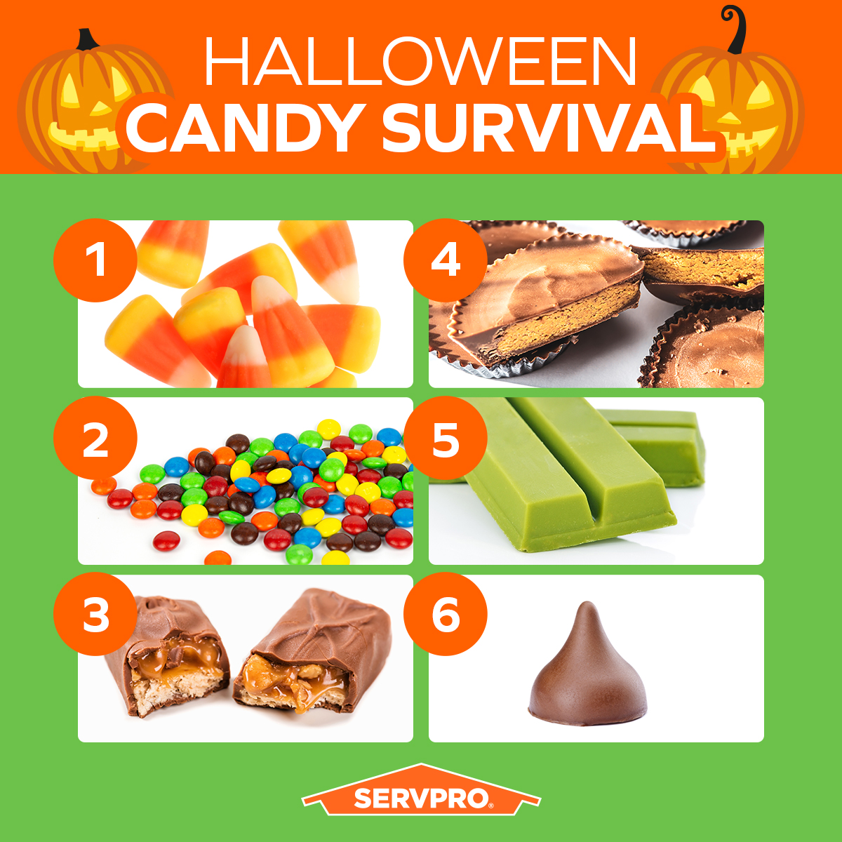 SERVPROBethpage's tweet photo. You can only keep four. Which two candies are out? Reply with your picks.

Of course, if chocolate is mushed into the sofa, you know who to call to clean it. https://t.co/7jXQFAD8Xg