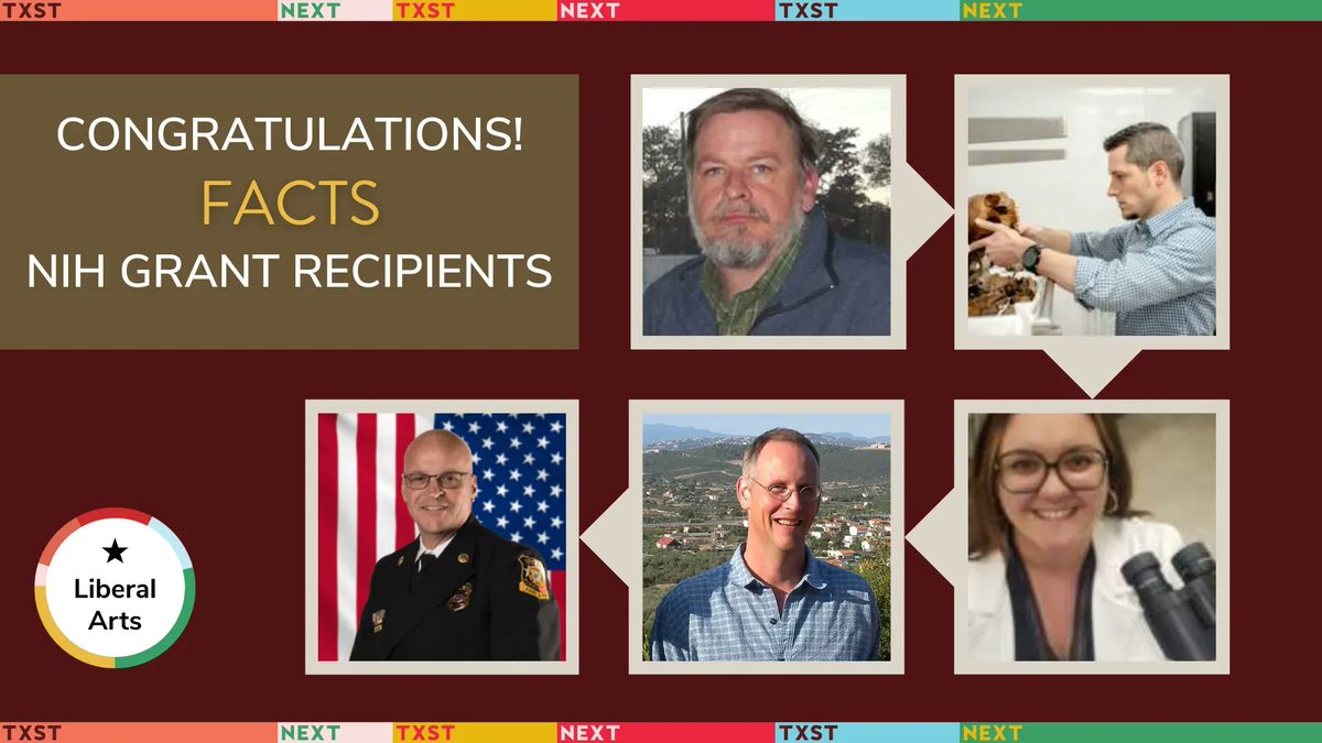 Dr. Danny Wescott, Dr. Tim Gocha, Sophia Mavroudas, Dr. Nick Herrmann, and Steve Seddig were awarded an NIH grant for FACTS (Forensic Anthropology Center Texas State) in the amount of $1,087,985 to examine the effects of body mass and decomposition on burn patterns. Congrats!