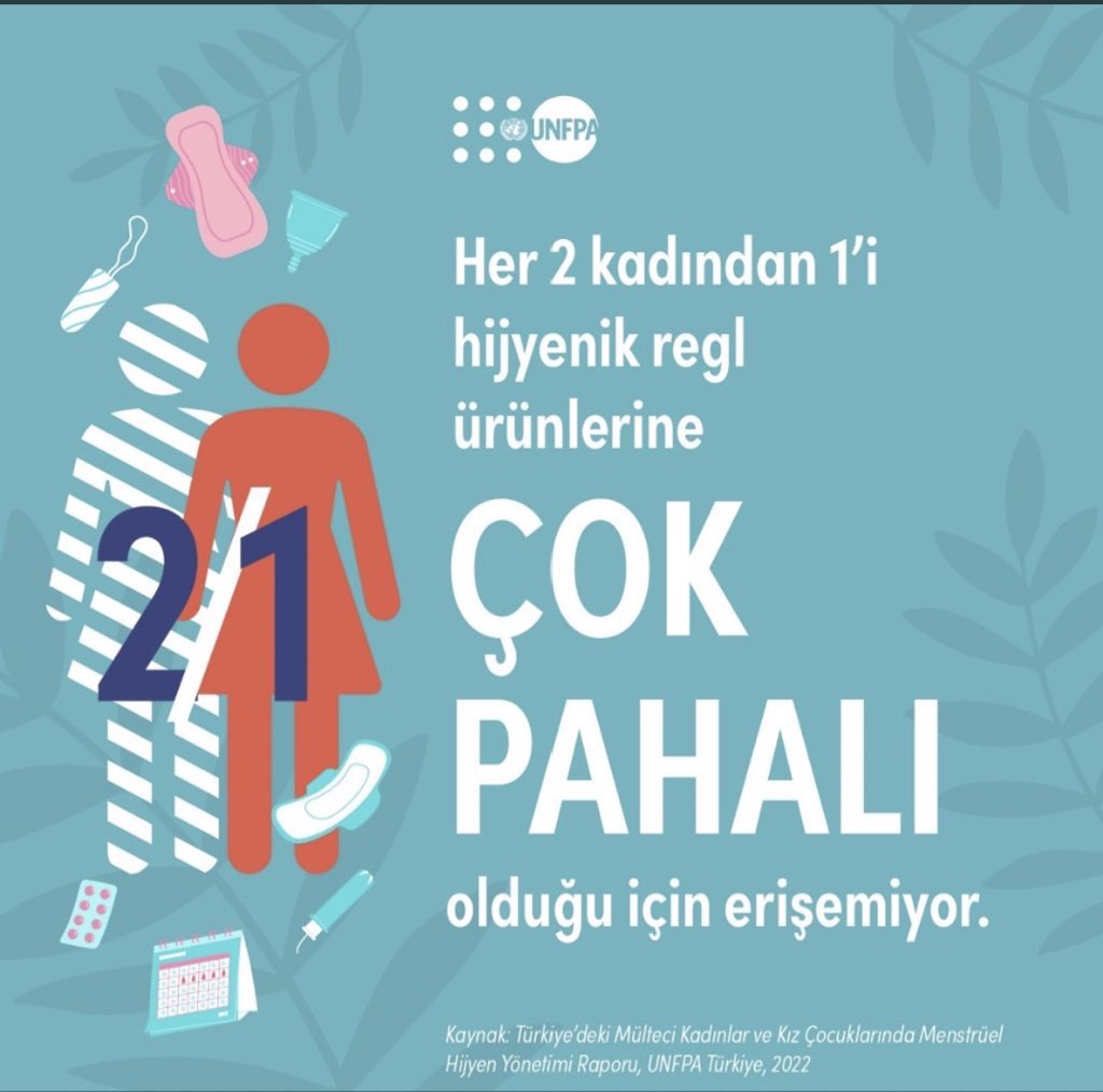 Hijyenik pedler 50 TL'lere ulaştı. UNFPA Türkiye’nin raporuna göre kırılgan gruptaki kadın ve kız çocuklarının %50'si hijyenik pedlere ulaşamıyor.Temel ihtiyaç olan bu ürünlerin ulaşılabilir fiyatlarda ve hatta ücretsiz olması gerekir. 
#unfpaturkiye #ReglYoksulluğu
#ÜcretsizPed