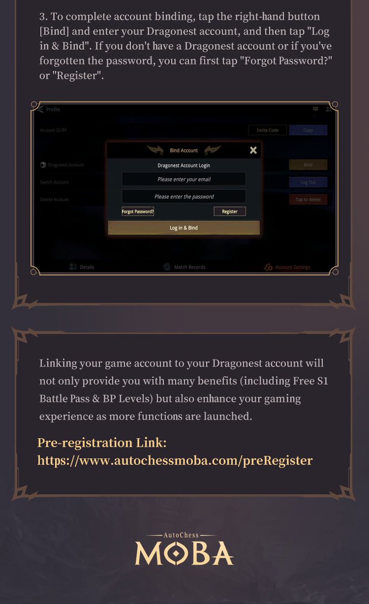 autochessmobaid's tweet photo. 🔎 Account Binding Guide

Pre-registration Link: https://t.co/WOfVqEOKqX

#AutoChessMoba #ACM #Bind #Guide https://t.co/pnX7uWh8hG