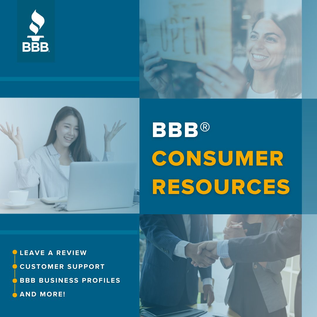 BBBNewJersey's tweet photo. #BBB is here to help you with every aspect of your life: your home, your shopping, your safety, and more. Rely on us to help you make informed buying decisions and turn to BBB® for help when you need it. https://t.co/T3SZM0F3Nu
#ConsumerResources #ConsumerShopping https://t.co/Ayoj70J7ct