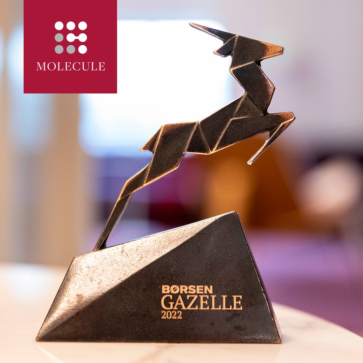 MoleculeHealth's tweet photo. Vi er blevet tildelt en #BørsenGazelle2022. Prisen anerkender DK virksomheder, med kontinuerlig finansiel vækst &amp; fordobling af omsætning de sidste 4 år. Vi er taknemmelige for vores mange loyale kunder &amp; stolte af teamets forbilledlige indsats. #dklifescience #sundhedsinnovation https://t.co/mL4j4UPLgq