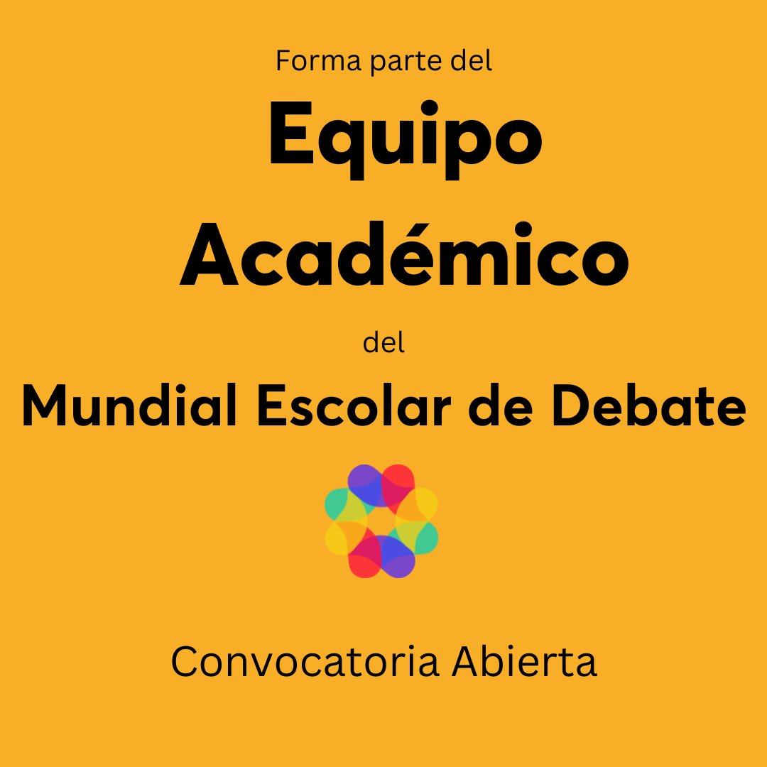 ¡Es la hora!⏰ Postúlate para ser parte del primer Mundial Escolar de Debate en español. 💚🧡💙💛
AQUÍ: 👉👉mundialdebate.com/post/convocato…