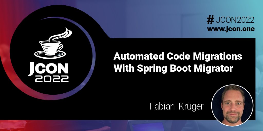 jcon_conference's tweet image. #JCON2022 Video with @hiiamfabian is online: Automated Code Migrations With #SpringBoot Migrator
Watch his session to learn about: - SBM concepts - Available recipes - Developing & contributing recipes - The Roadmap youtube.com/watch?v=qkgdjI…
#JavaCloudNative #JAVAPRO @springboot