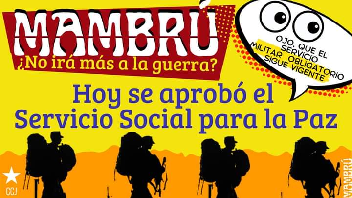 RednadhCol's tweet photo. 💥¿MAMBRÚ NO IRA NUNCA MÁS A LA GUERRA?💥

🔥SE APRUEBA EN CÁMARA DE REPRESENTANTES EL  SERVICIO SOCIAL PARA LA PAZ.

El día de ayer en la Cámara de representante se aprobó  "El servicio Social para la Paz" con una votación de 116 votos a favor  y 35 votos en contra(+) https://t.co/SdOFXVzOK8