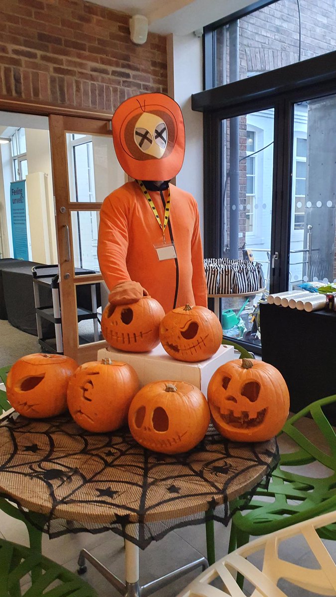 theNBS's tweet photo. Trick-or-treat! 👻 
We're kicking some Halloween-themed fun in the office today with pumpkin carving! Which one is your favourite? 🎃 #LifeAtNBS https://t.co/qOFspfFlZ6