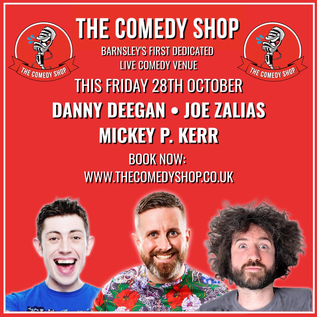 ComedyShopUK's tweet photo. This Friday - incredible live stand-up comedy in #Barnsley town centre!

Come and check out The Comedy Shop experience…

Book your table now: https://t.co/PRIMW2M5tU 

#BarnsleyIsBrill #Comedy #StandUpComedy #StandUp #Friday #Yorkshire #ComedyClub https://t.co/XipIQb1viY