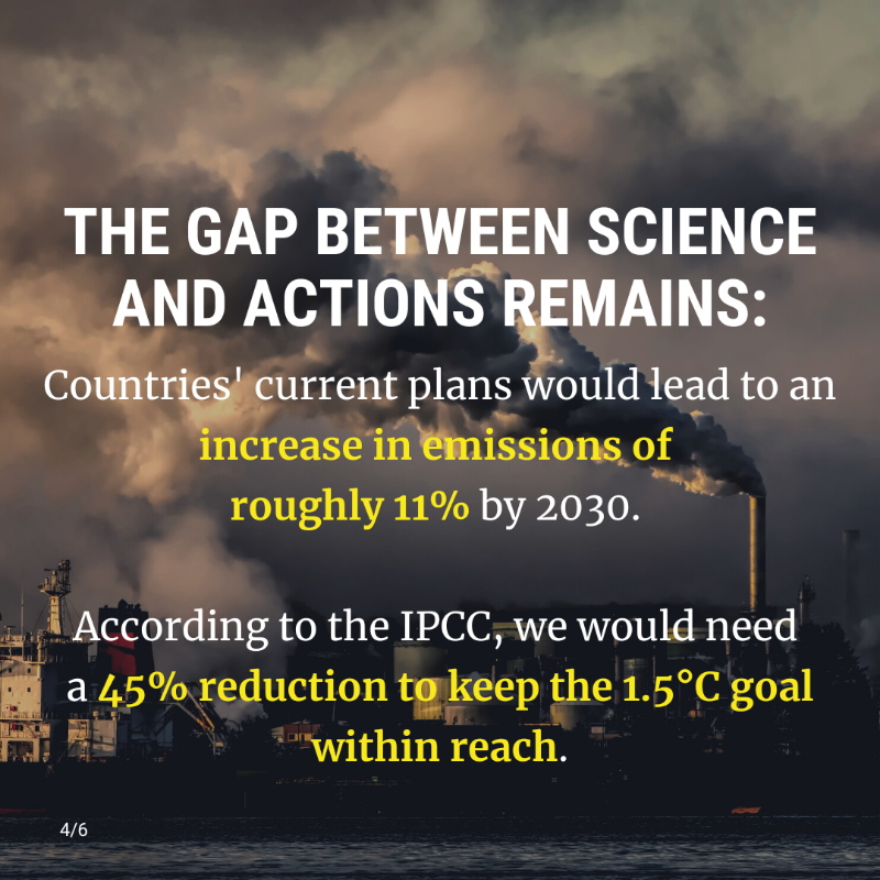 UN's tweet photo. Current climate commitments are not enough to limit global temperature rise to 1.5°C, according to new @UNFCCC report summarizing countries' national climate plans. 

We need more ambitious #ClimateAction now!