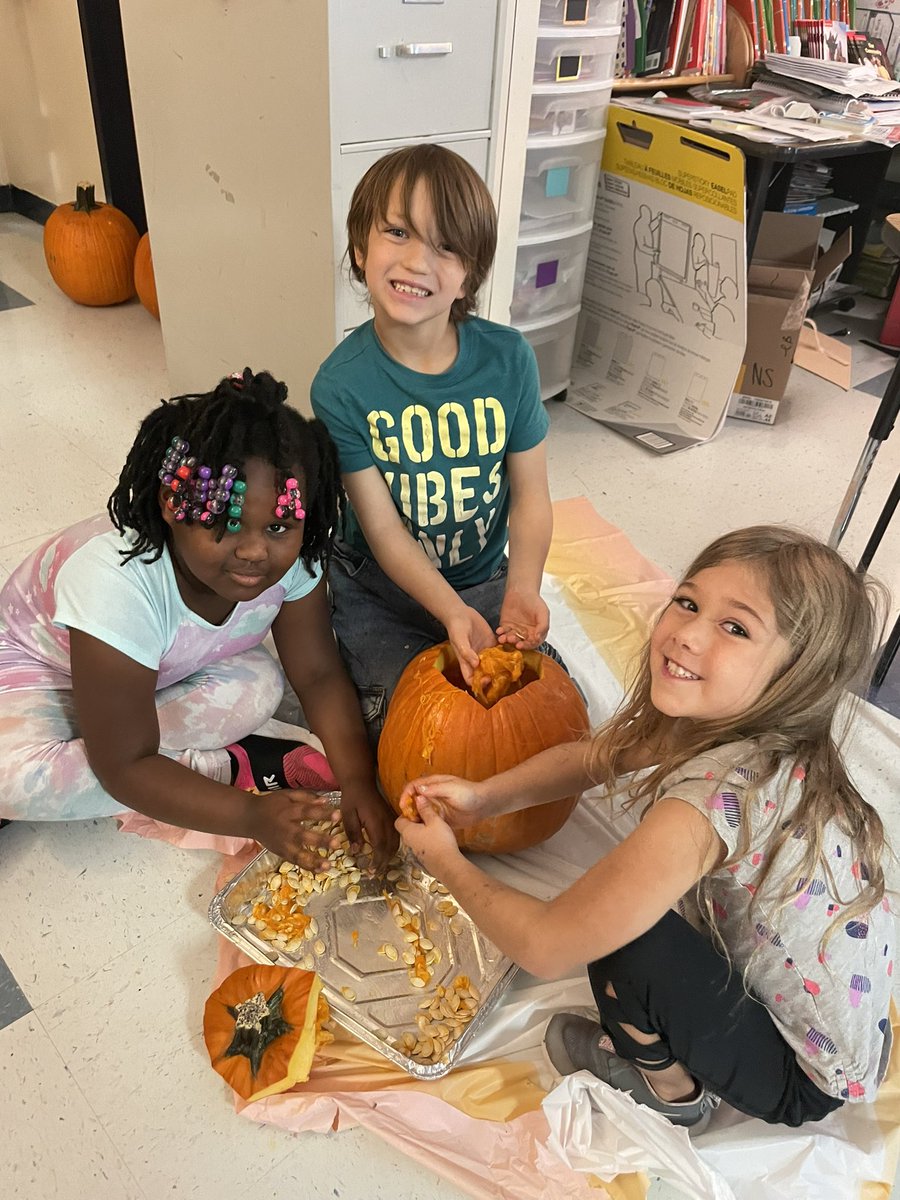 VtaylorPhD's tweet photo. Pumpkins are taking over Ms. Dryden’s 1st grade class! How many seeds do you think are in a pumpkin? @NSESDolphins @SufVAschools https://t.co/NcpA7pXYS2