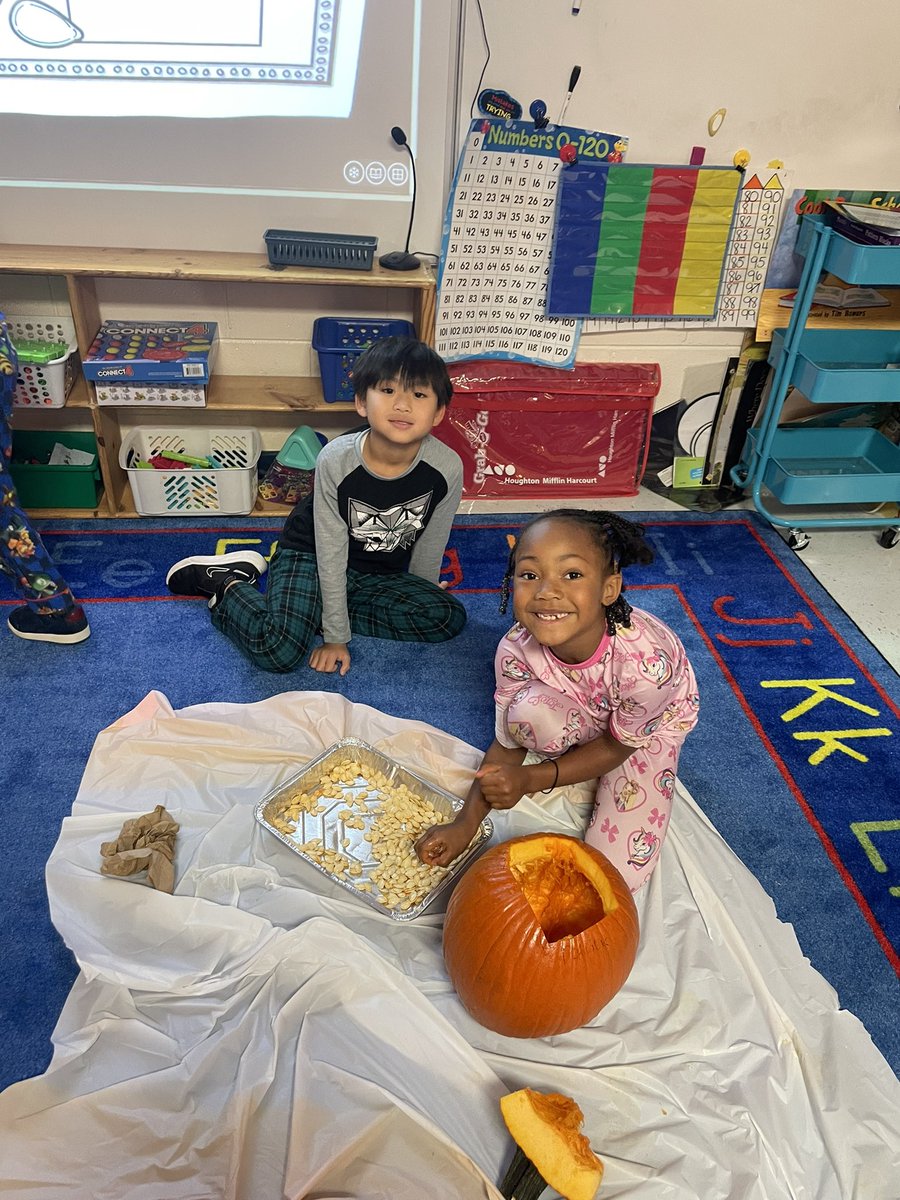 VtaylorPhD's tweet photo. Pumpkins are taking over Ms. Dryden’s 1st grade class! How many seeds do you think are in a pumpkin? @NSESDolphins @SufVAschools https://t.co/NcpA7pXYS2