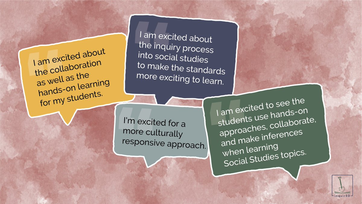 Inquiredlearn's tweet photo. We love hearing from our teachers. These quotes are from our most recent #InquiryJourneys orientation session! Learn more about how Inquiry Journeys, inquirED’s Elementary Social Studies Curriculum, can help inspire inquiry in your classroom: https://t.co/JK4Ps1Nych https://t.co/tV8UswRr7R