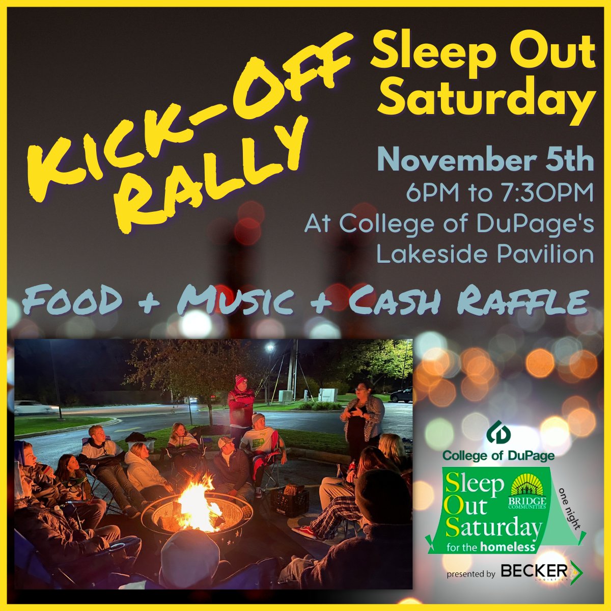 BridgeDuPage's tweet photo. Join Us for our Kick-Off Rally!
Our Sleep Out Saturday Kick-Off Rally will take place on November 5th from 6:00 to 7:30 p.m. in partnership with the College of DuPage at their Lakeside Pavilion.
Learn More & Register: https://t.co/fM8g9EZzT9
#SleepOutSaturday @CollegeDuPage https://t.co/LmuQSNGGBM