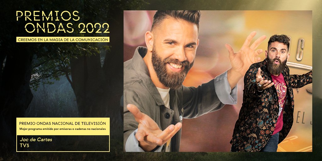 📺 Premio #Ondas2022 nacional de televisión 

🔹 Mejor programa emitido por emisoras o cadenas no nacionales: 

"Joc de Cartes (<a href="/JocdeCartesTV3/">Joc de cartes TV3</a>)” de TV3 - Televisió de Catalunya (<a href="/tv3cat/">TV3 és ara @Som3Cat</a>)