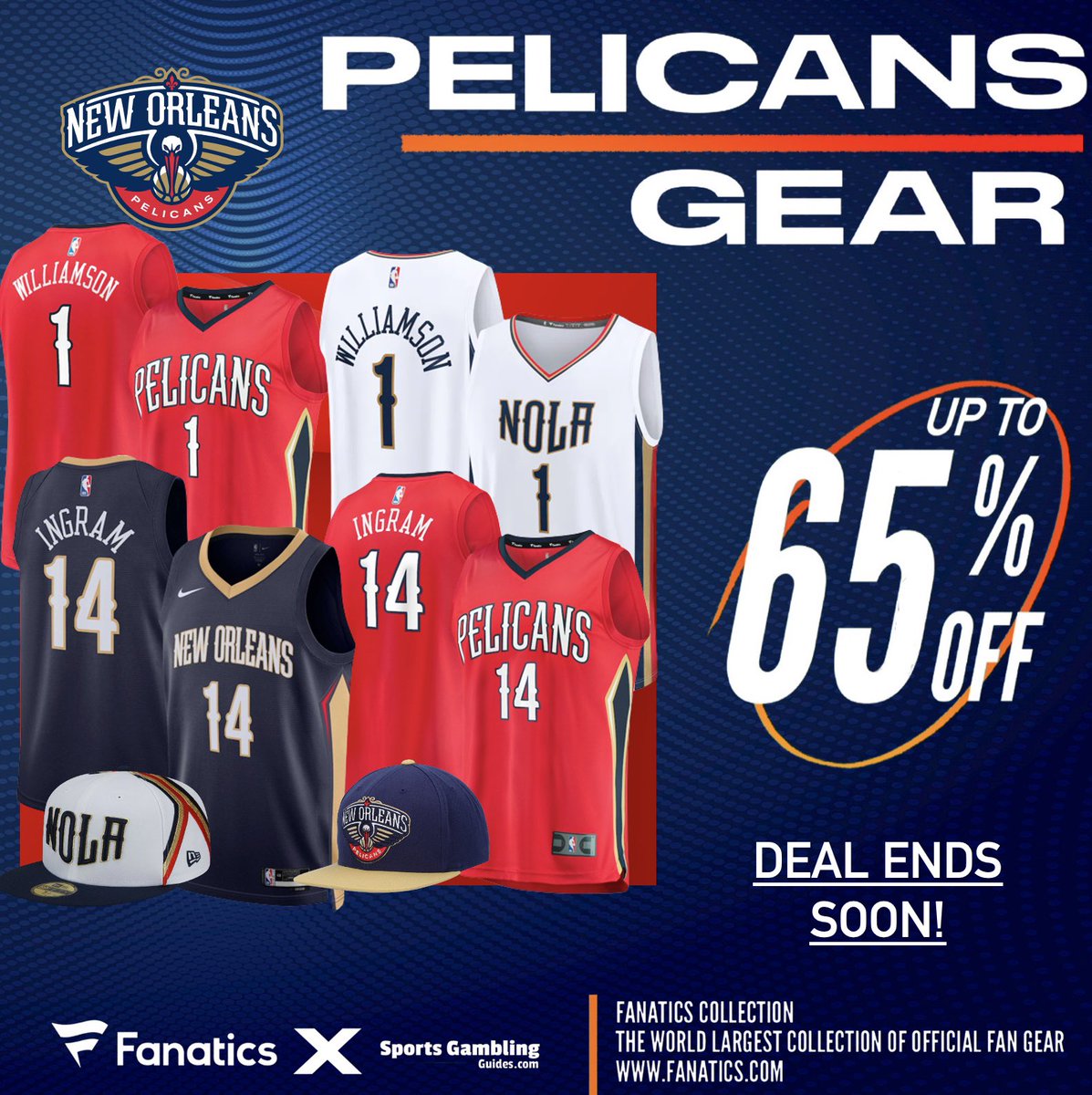 NEW ORLEANS PELICANS VICTORY SALE, @Fanatics, UP TO 65% OFF PELICANS JERSEYS! 🏆 PELICANS FANS‼️ Get up to 65% OFF on your team’s gear today at Fanatics using THIS PROMO LINK: fanatics.93n6tx.net/ZION65OFF 📈 DEAL ENDS TONIGHT! 🤝