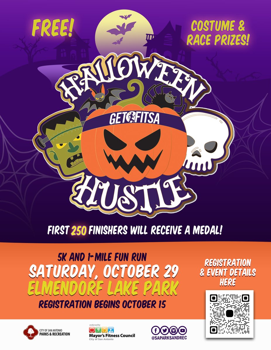 katemarmionsph's tweet photo. Registration is now open for @SAParksandRec's Halloween Hustle 5K and 1-mile fun run! Runners will meet at Elmendorf Lake Park the morning of Saturday, Oct. 29. #GetFitSA
https://t.co/FOZRIWeljA https://t.co/9wEkA2a3aQ