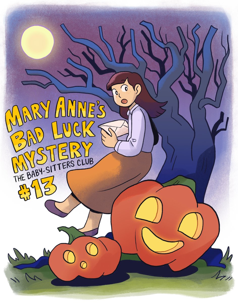 I drew this lil art while I was wrapping up MARY ANNE'S BAD LUCK MYSTERY 🎃 happy almost halloween! pre-orders are now available for the book~