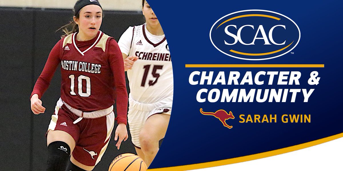 SCAC_Sports's tweet photo. Congratulations to this week's #SCAC Character &amp; Community Female Student-Athlete of the Week, Sarah Gwin of @ACsports! 🦘

📰 | https://t.co/00AHLtcbyw

#SCACPride | #whyd3 https://t.co/NkegsMSJym