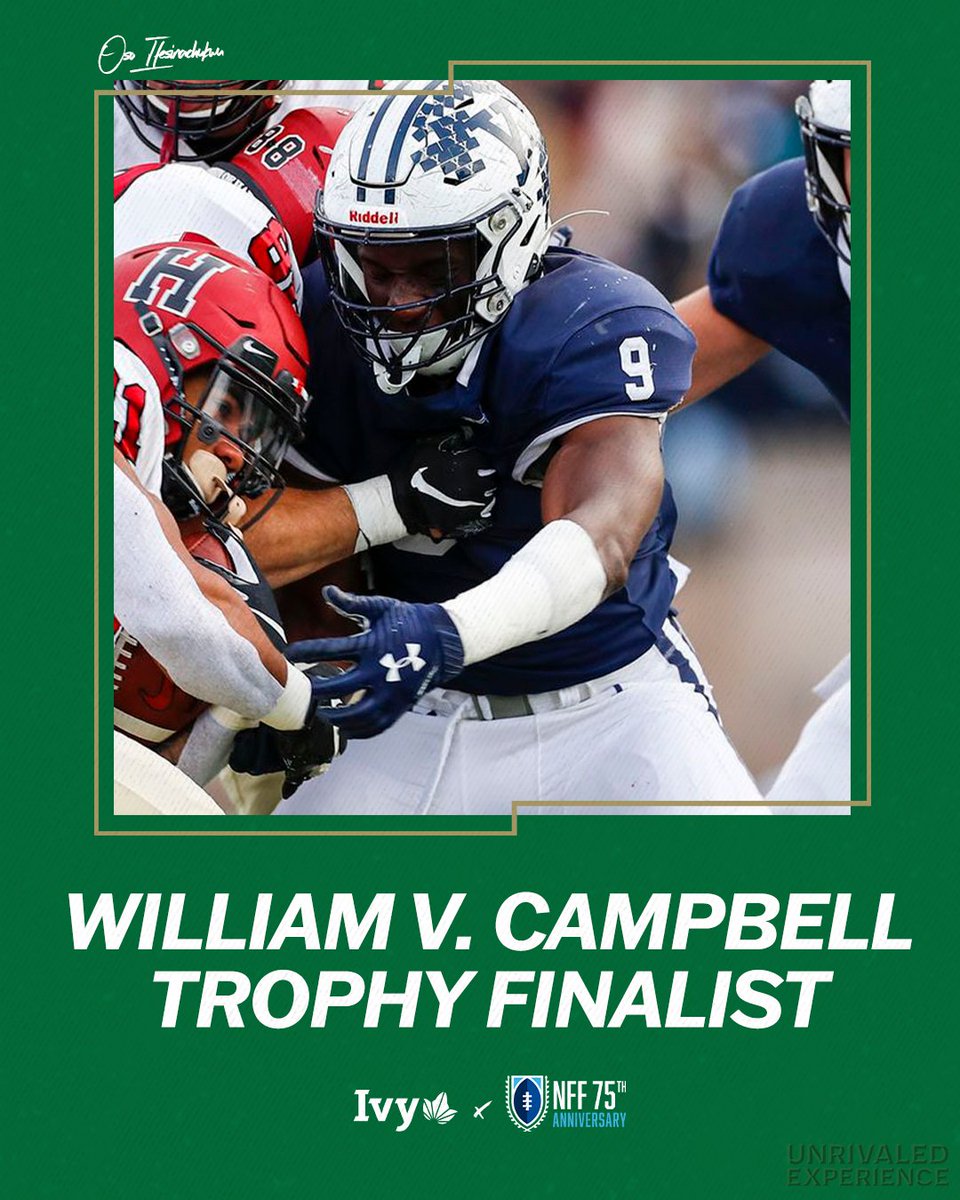 NATIONAL RECOGNITION. @yalefootball's Oso Ifesinachukwu was named one of 15 finalists for the prestigious William V. Campbell Trophy. The award annually recognizes college football's top scholar athlete in the nation. 🌿🏈 📰 » ivylg.co/CampbellFinali…