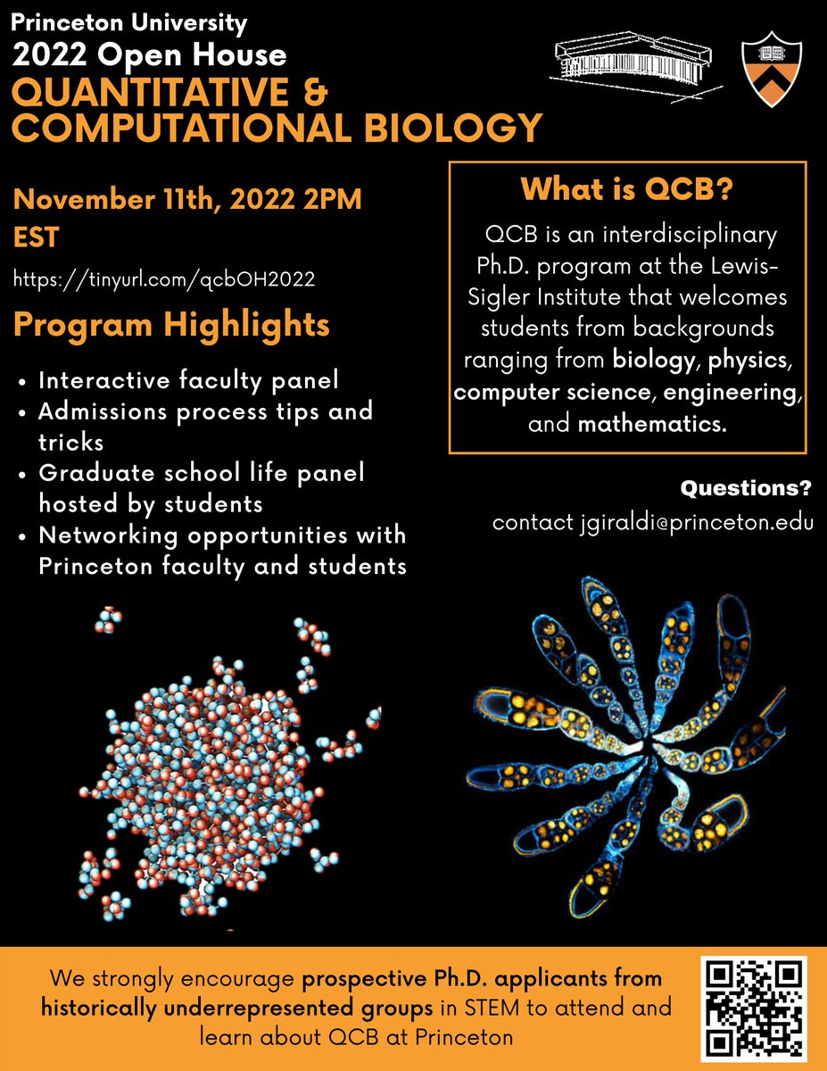 Please RT! Prospective graduate student interested in Quantitative and/or Computational Biology? Come to our Virtual Open House on Nov. 11th at 2pm and learn more about QCB at Princeton! Registration: tinyurl.com/qcbOH2022 QCB Program: lsi.princeton.edu/qcbgraduate