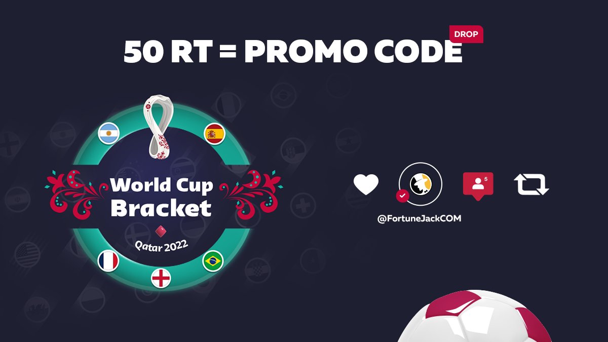 🏆 World Cup 2022 Bracket Challenge 🏆

We're launching our free-to-play game with a $20,000 grand prize!

To enter:
▪️ RT &amp; like
▪️ Follow us
▪️ Submit predictions at FortuneJack.com/bracket

We're also dropping promo codes for every 50 retweets.

Bookmark this!