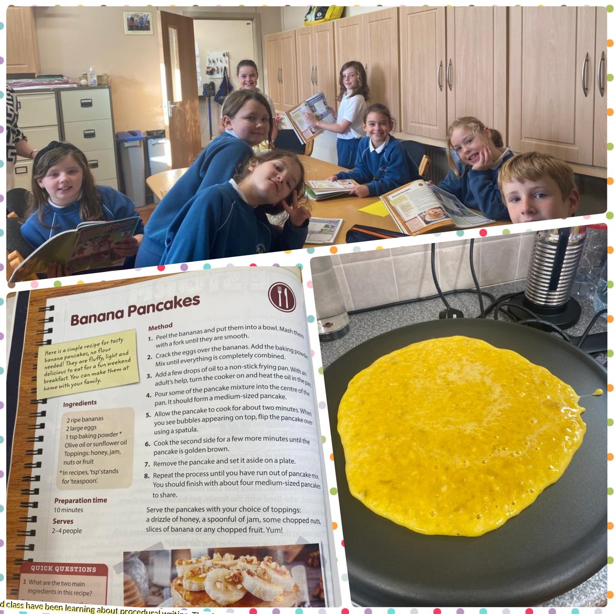 HarbourLower's tweet photo. 3rd class have been learning all about procedural writing. They were very lucky today as they got to make delicious banana pancakes with Ms.Kelly 🥞 https://t.co/lpebAY3iAH