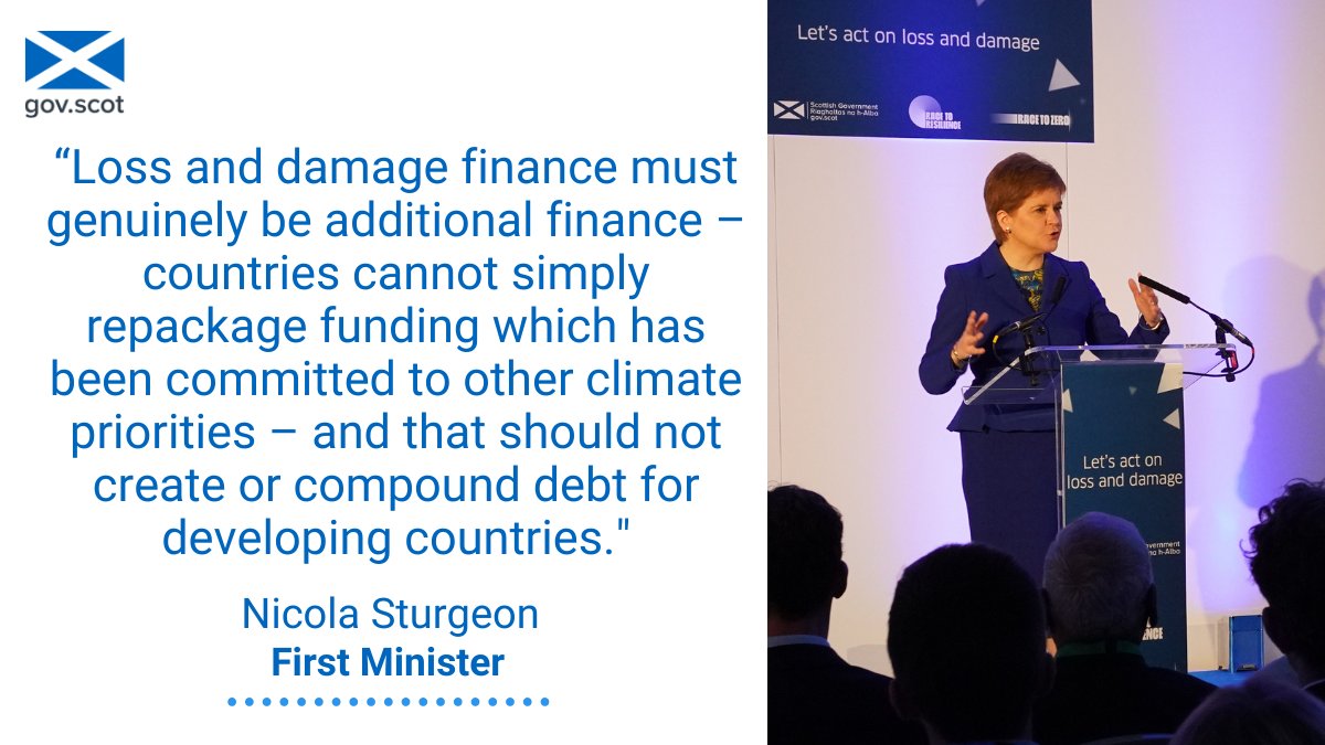 First Minister @NicolaSturgeon calls on countries to urgently act on #LossandDamage ahead of #COP27 as @lossanddamage highlights the issue in a new report. Loss and damage funding should be available by various means - including a @UNFCCC finance facility ow.ly/csef50LlzTq