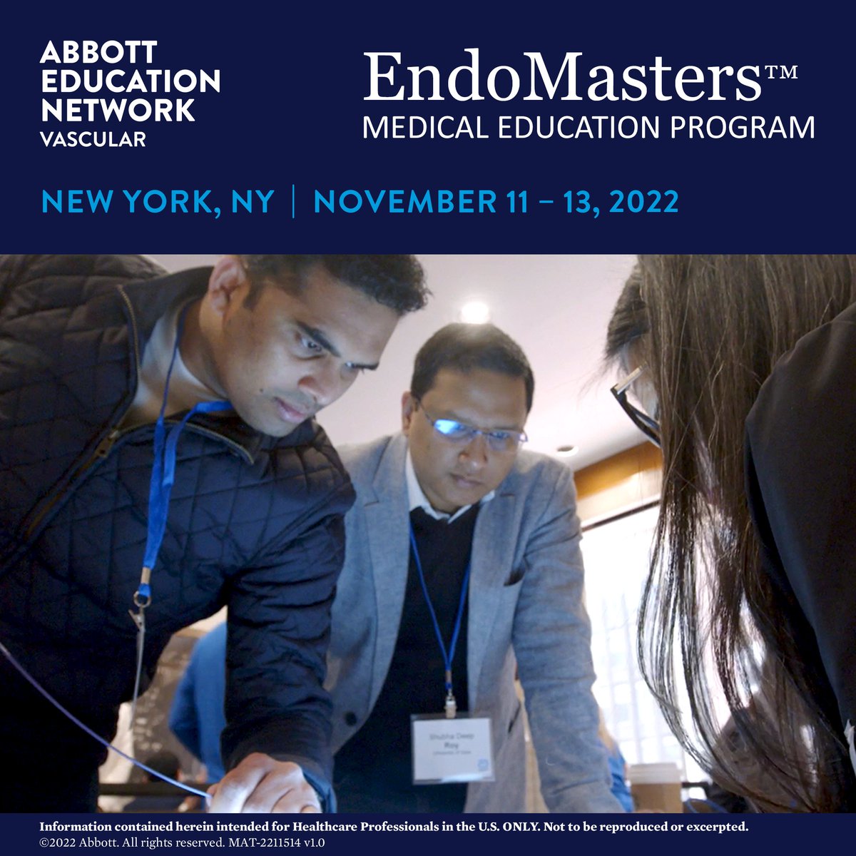 AbbottCardio's tweet photo. Registration is open for our next #EndoMasters program.
Get hands-on experience through interactive #CardioEd sessions & learn the latest in #Endovascular from @PK_MountSinai, @derubertisMD, @mcbunte, @VascularMD, & Dr. Chris Metzger.
Join us in NYC: https://t.co/53Hrb9ylYL https://t.co/0iZOKDD5Gc