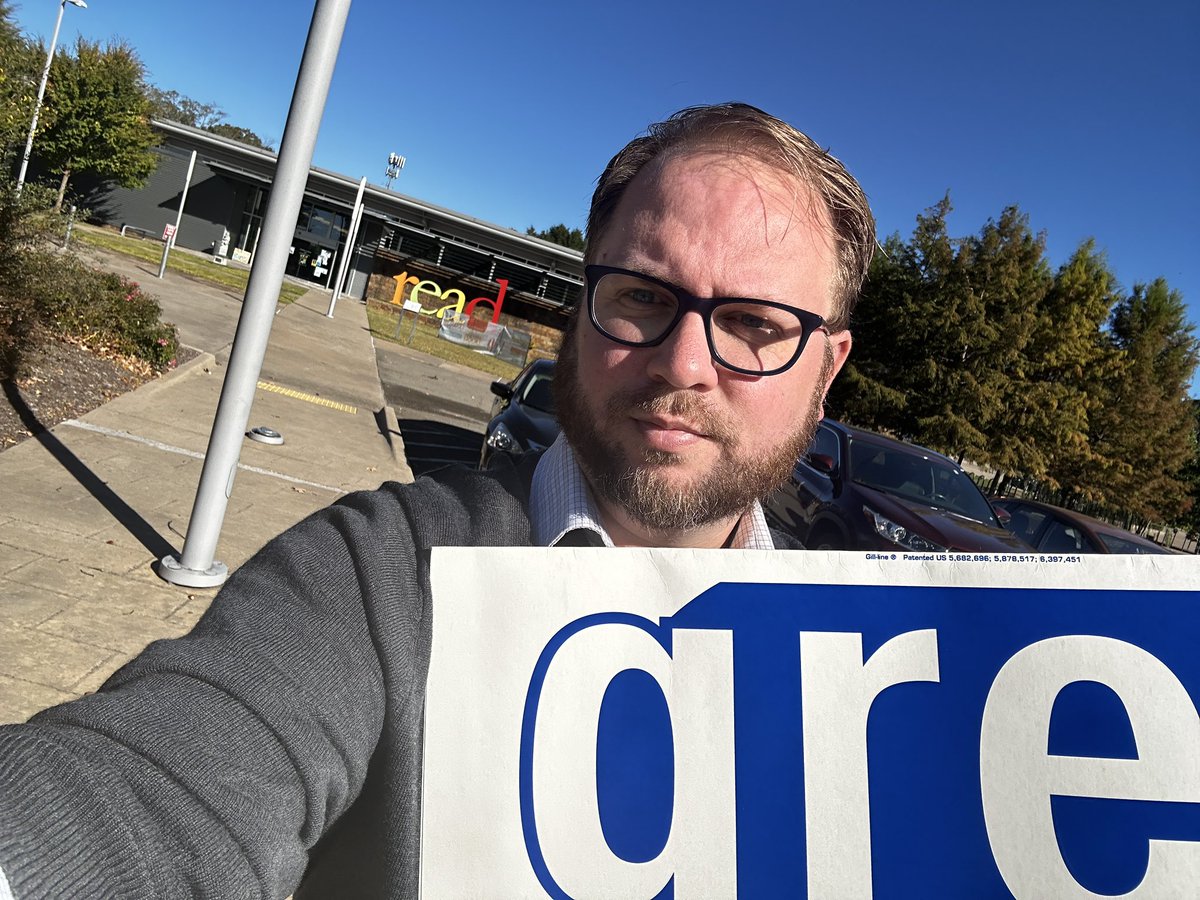 jgreghenderson's tweet photo. Out at the Clinton Children’s Library voting site for a few. #votegreg https://t.co/VQUBHgT1mv