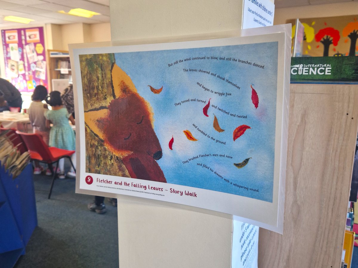 Lovely seeing what @covlibraries have been up to with the Fletcher and the Falling Leaves #StoryWalk. Fabulous crafts and real rustling leaves. More #FletchersFourSeasons story walk info here if you're interested in running one graffeg.com/blogs/news/fle… #FletcherAndTheFallingLeaves