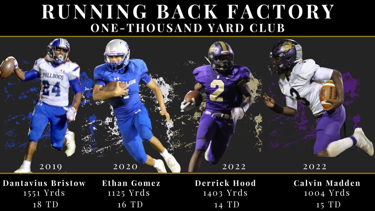 Each season has a story of its own but something that has become a constant in our offense is the ability to have good rushing numbers. Each of these guys over the past 4 years have had tough selfless offensive lines to run behind. #RUNNiNGBACKFACTORY #1000yards