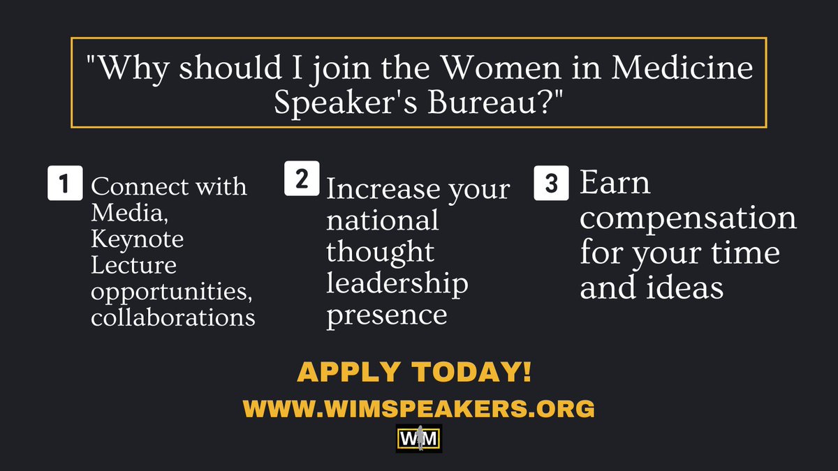 If you haven't joined the #WIMSpeakersBureau yet, what are you waiting for? Our #WIMStrongerTogether faculty have been invited to give keynote addresses, speak to the media, invited for collaborations, and much much more. Apply today and secure your spot!
wimspeakers.org