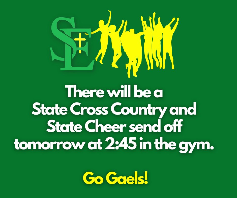 SEGaels's tweet photo. From the Activities Department...
.
.
.
#statecrosscountry #statecheer #sendoff #gogaels #stedmondcatholicschool #goodluck https://t.co/gY6ulJHF2k