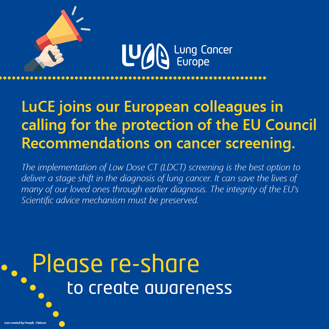 Read the full European Cancer Organisation statement which is fully supported by LuCE here europeancancer.org/screening

@EuropeanCancer @EUCouncil @EuroRespSoc @BairdAM 

#ScreeningSavesLives #LCSM