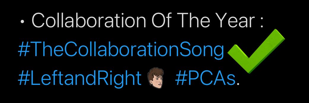 ⚠️ USE THE CORRECT HASHTAG! ⚠️

🗳️: #TheCollaborationSong #LeftandRight #PCAs ✅
