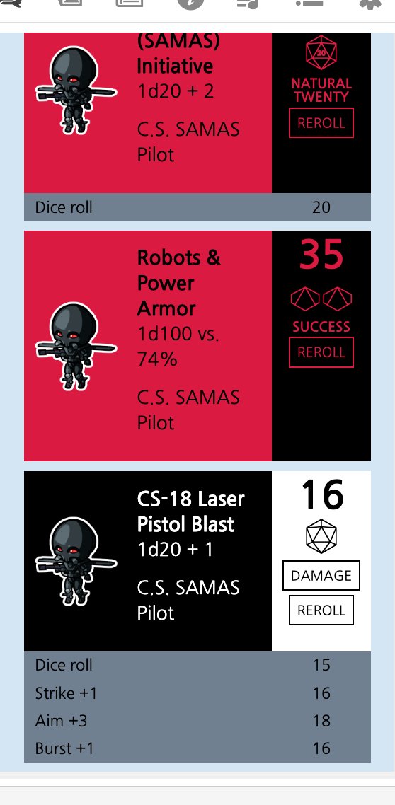 rburson's tweet photo. Some roll examples. I stole the idea of adding tokens from the Cyberpunk/Savage Worlds sheets. 💖🥷 https://t.co/LA43Z0imH9